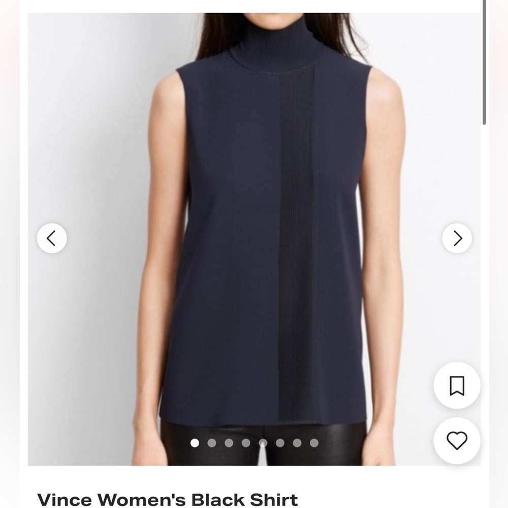 Vince Navy Sleeveless Mock Neck Tank